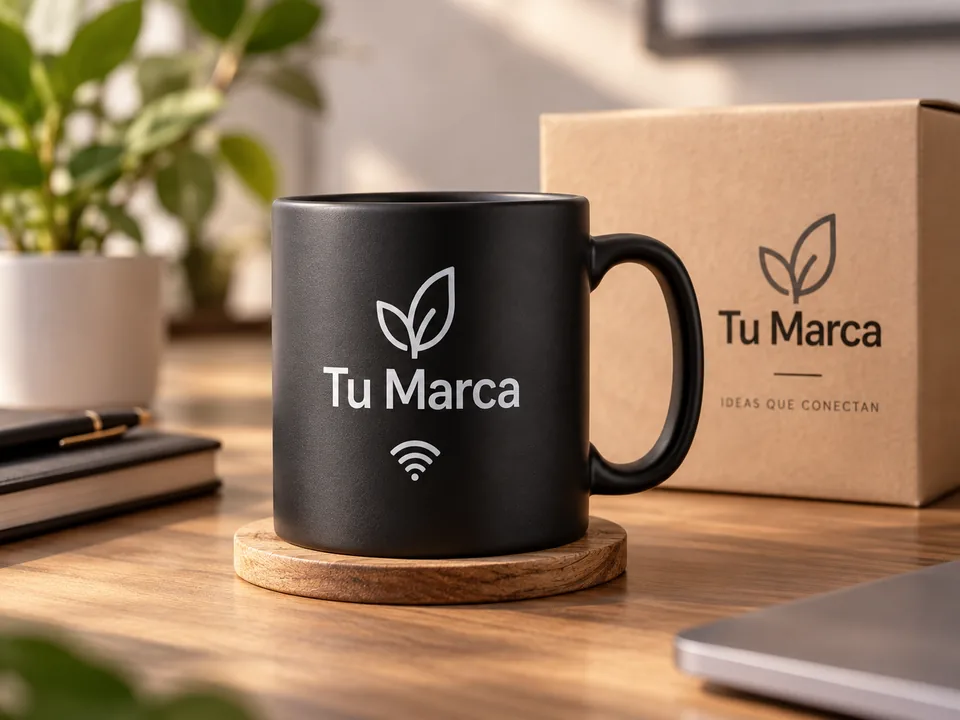 Taza personalizada con la marca y acceso NFC