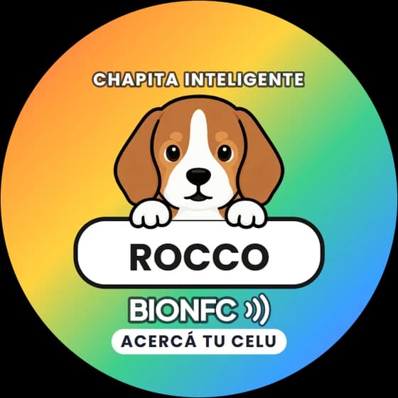Chapita de Rocco: Beagle en arcoíris