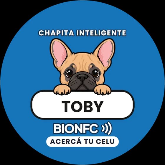 Chapita de Toby: Bulldog francés en azul