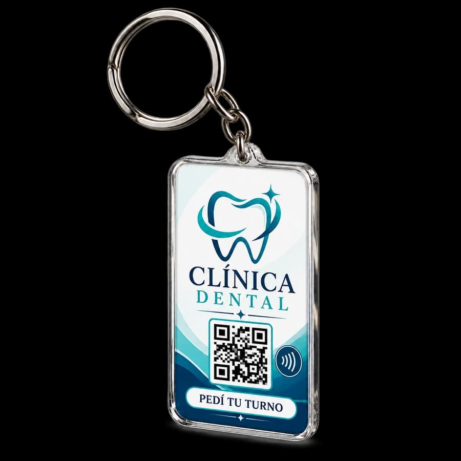 Diseño de Llavero para Odontología · QR + NFC