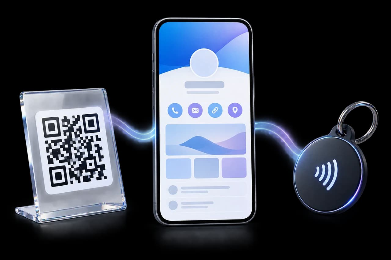 Un código QR y un llavero NFC conectan con la misma experiencia en un celular
